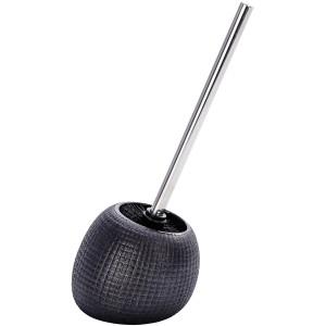 Wenko WC-Garnitur Polaris Jet Anthrazit: Keramik WC-Bürste mit schwarzem Bürstenkopf und silbernem Griff.