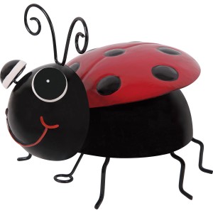 Deko-Marienkäfer aus Metall, 11 cm, rot mit schwarzen Punkten, für Garten und Haus.
