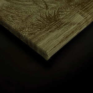 Detailaufnahme: Olivgrünes Leinwandbild „Urwald“ (120x80 cm) für Wohnzimmer & Schlafzimmer.