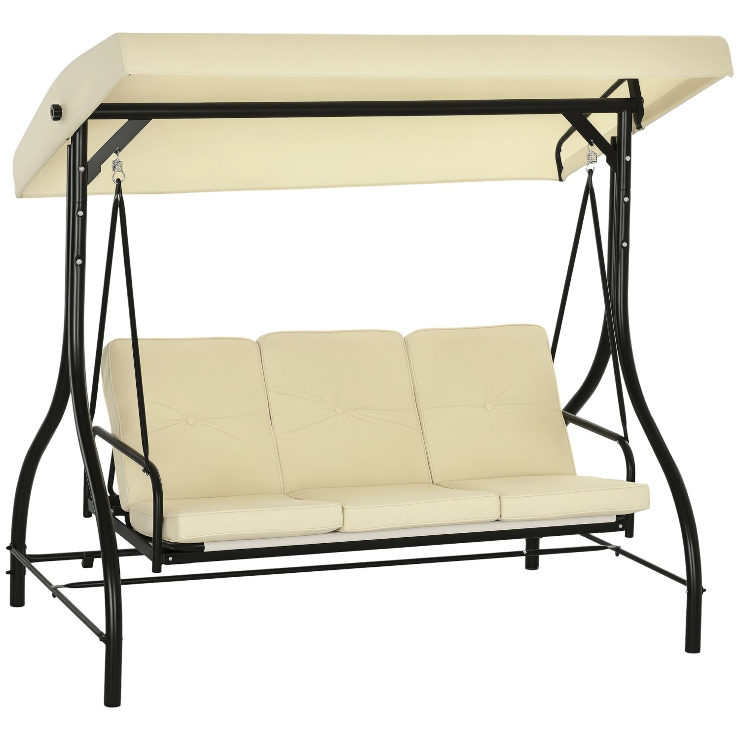 Outsunny 2 in 1 Hollywoodschaukel mit Liegefunktion 195 x 117 x 175 cm Beige