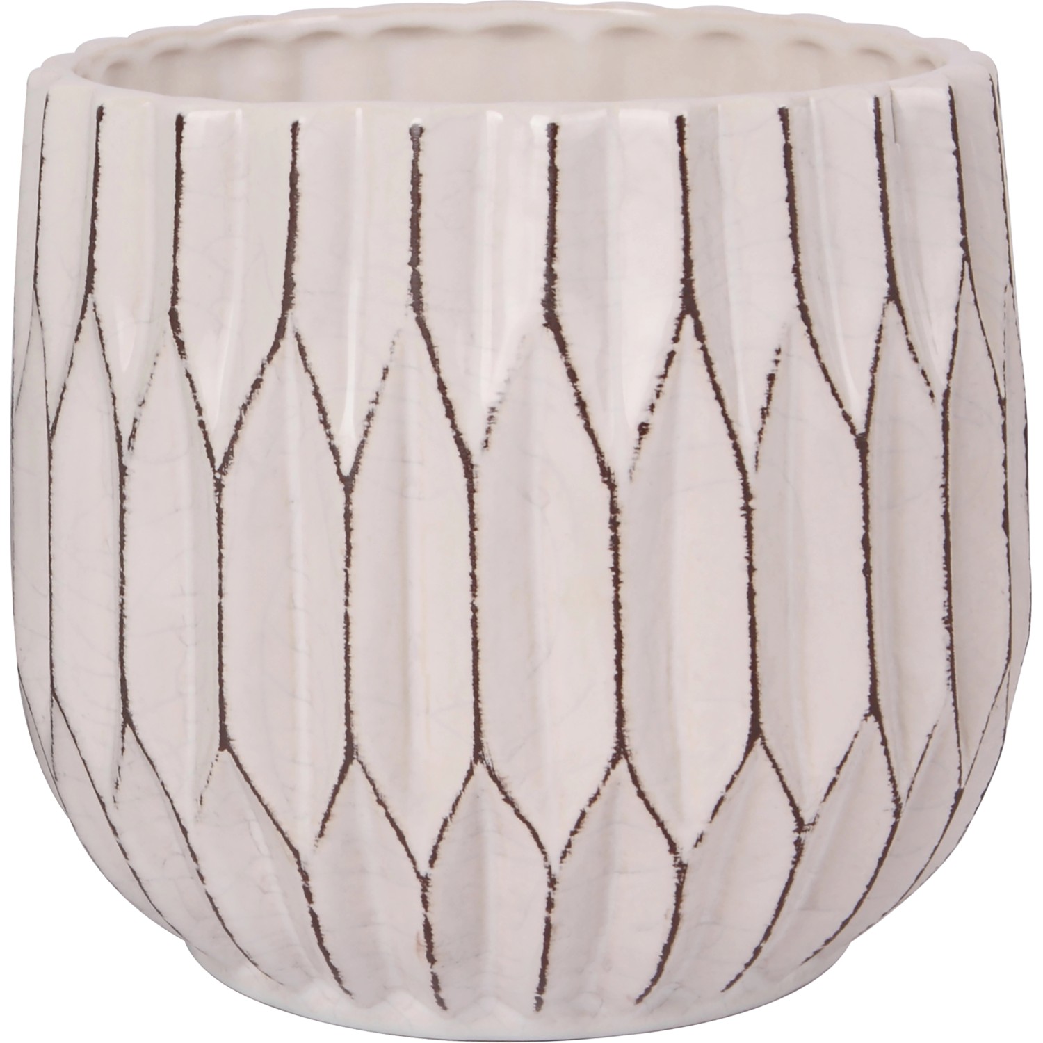 Übertopf Plissee Keramik Creme Ø 16 cm x 16 cm