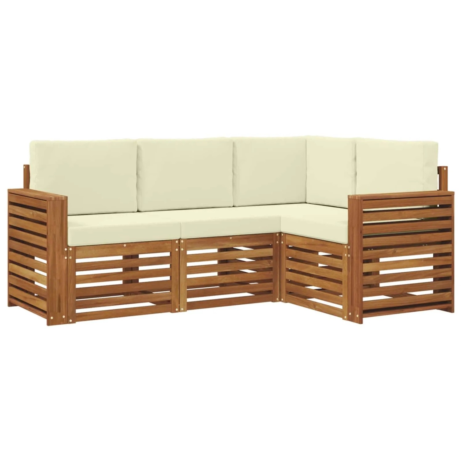 vidaXL Sofagarnituren 4 Tlg Natur und Creme Massivholz Akazie 3374735