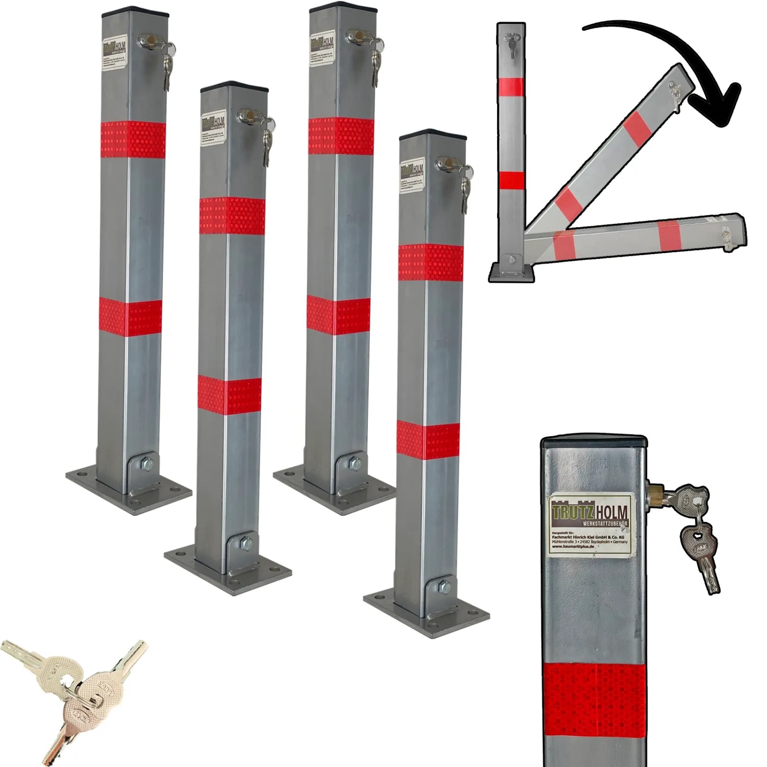 TRUTZHOLM 4x Absperrpfosten Eckig Parkplatzsperre Klappbar Standfuß günstig online kaufen