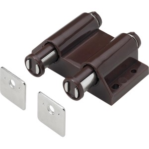 Hettich Doppel-Druckmagnetschnäpper braun mit zwei Gegenplatten zum Aufschrauben.