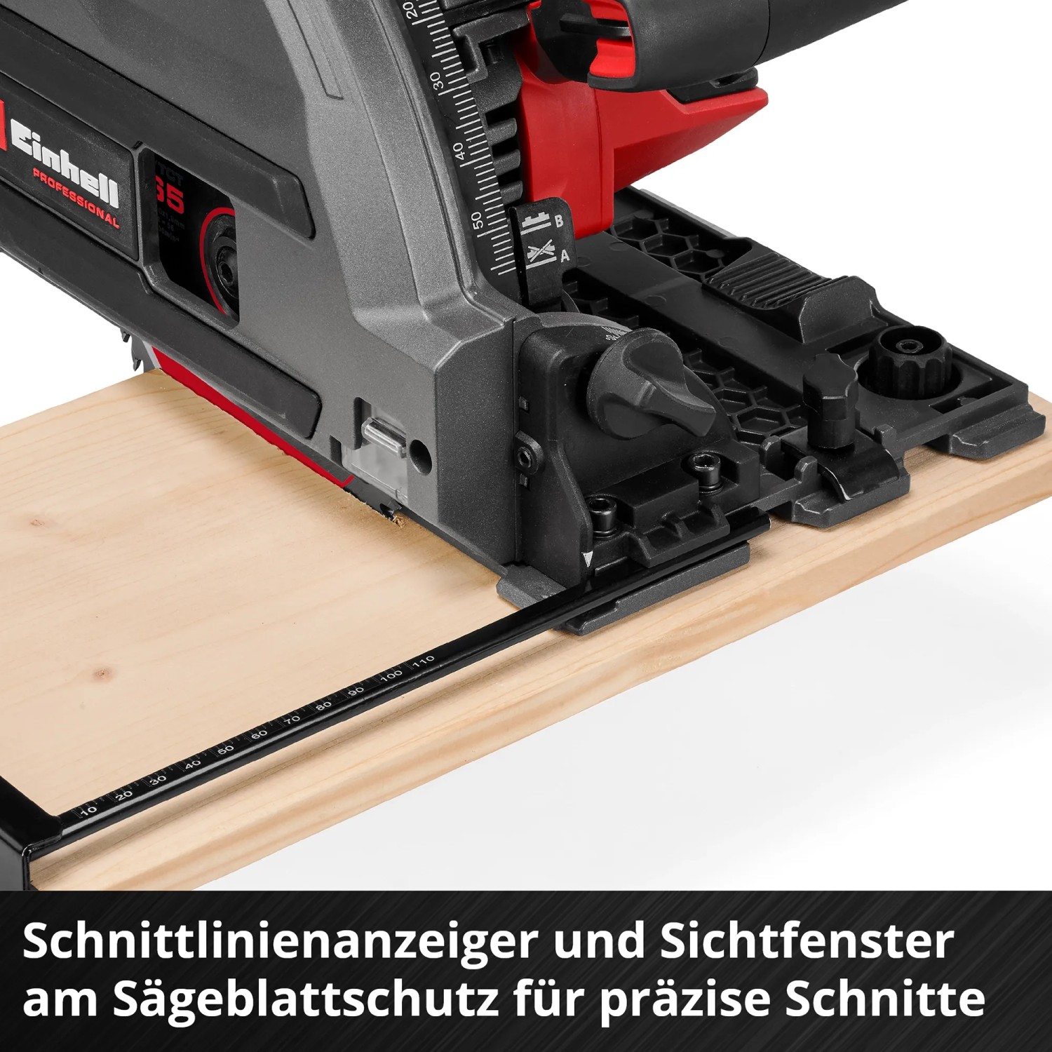 Einhell Professional Akku-Tauchsäge TP-PS 18/165 Li BL: Details am Sägeblattschutz für präzise Schnitte.