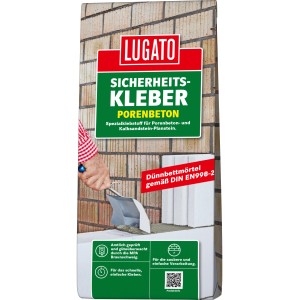 Dünnbettmörtel Sicherheitskleber für Porenbeton, 5 kg Sack. Zum Kleben von Porenbetonsteinen.