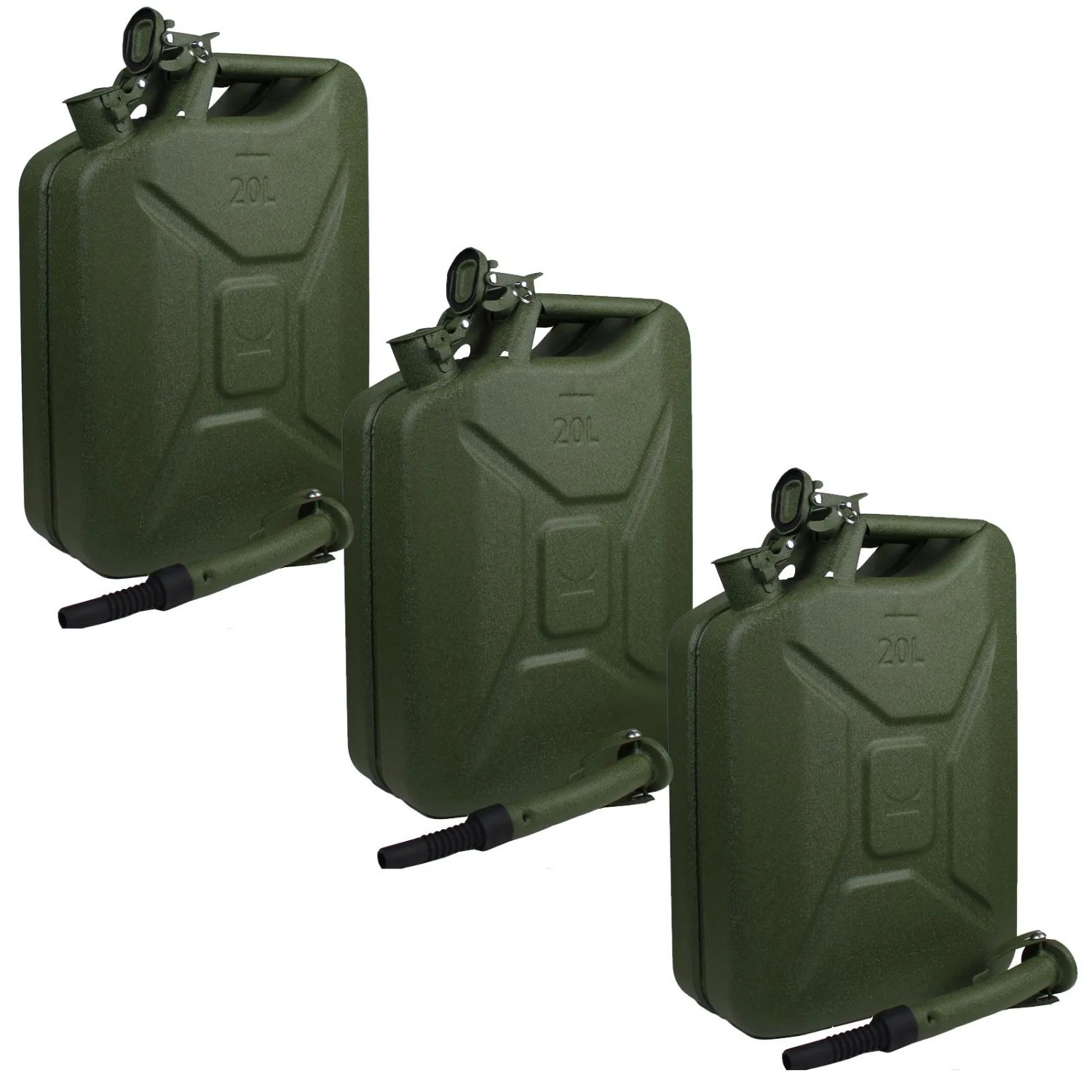 TRUTZHOLM 3x Metallkanister Hammerschlag 20 Liter Mit Ausgießer Und Halter günstig online kaufen