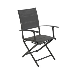 Merxx Florenz Gartensessel, klappbar, mit Armlehnen, Aluminium/Textil, graphitgrau.