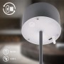 Detailaufnahme der anthrazitfarbenen Brilo Akku-LED-Tischleuchte Kira mit Touchdimmer und USB-C Anschluss.