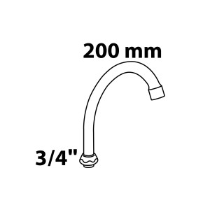 Chromfarbener Kirchhoff HU-Rohrauslauf, 26,4 mm (3/4 Zoll) x 200 mm, für Armaturen.