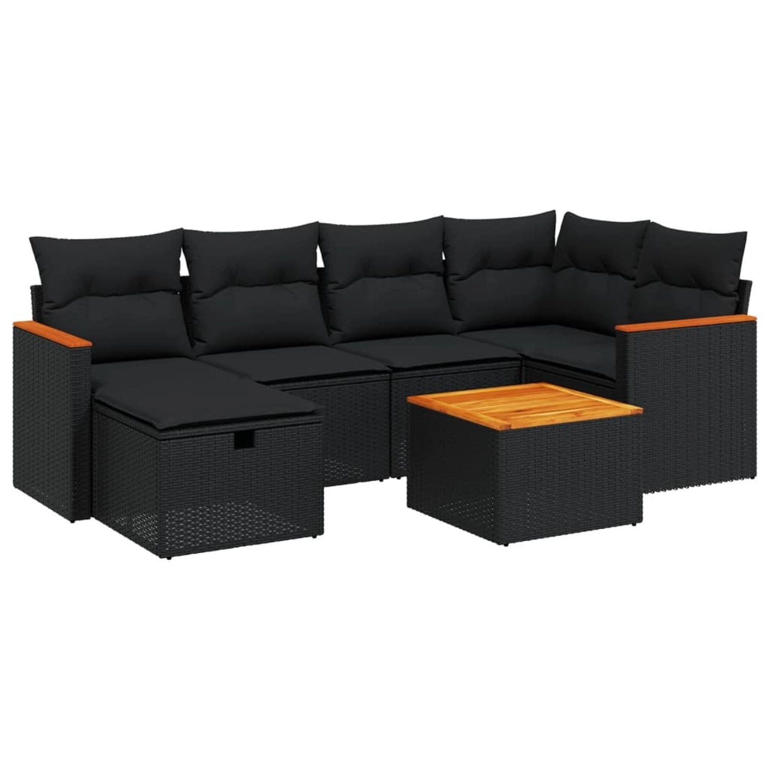 vidaXL 7-tlg Garten-Sofagarnitur mit Kissen Schwarz Poly Rattan Modell 184 günstig online kaufen