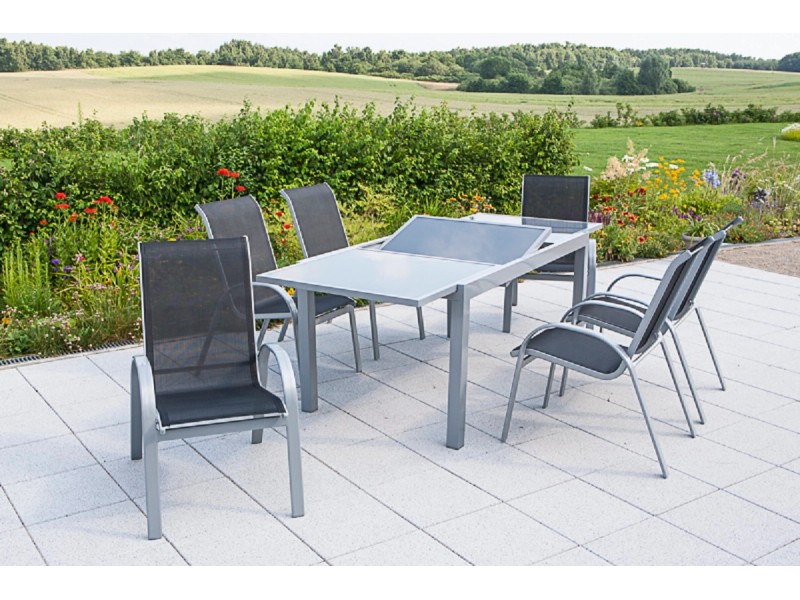 Gartenmöbel-Set Esstisch-Gruppe Amalfi Aluminium Schwarz 7-tlg. kaufen bei  OBI