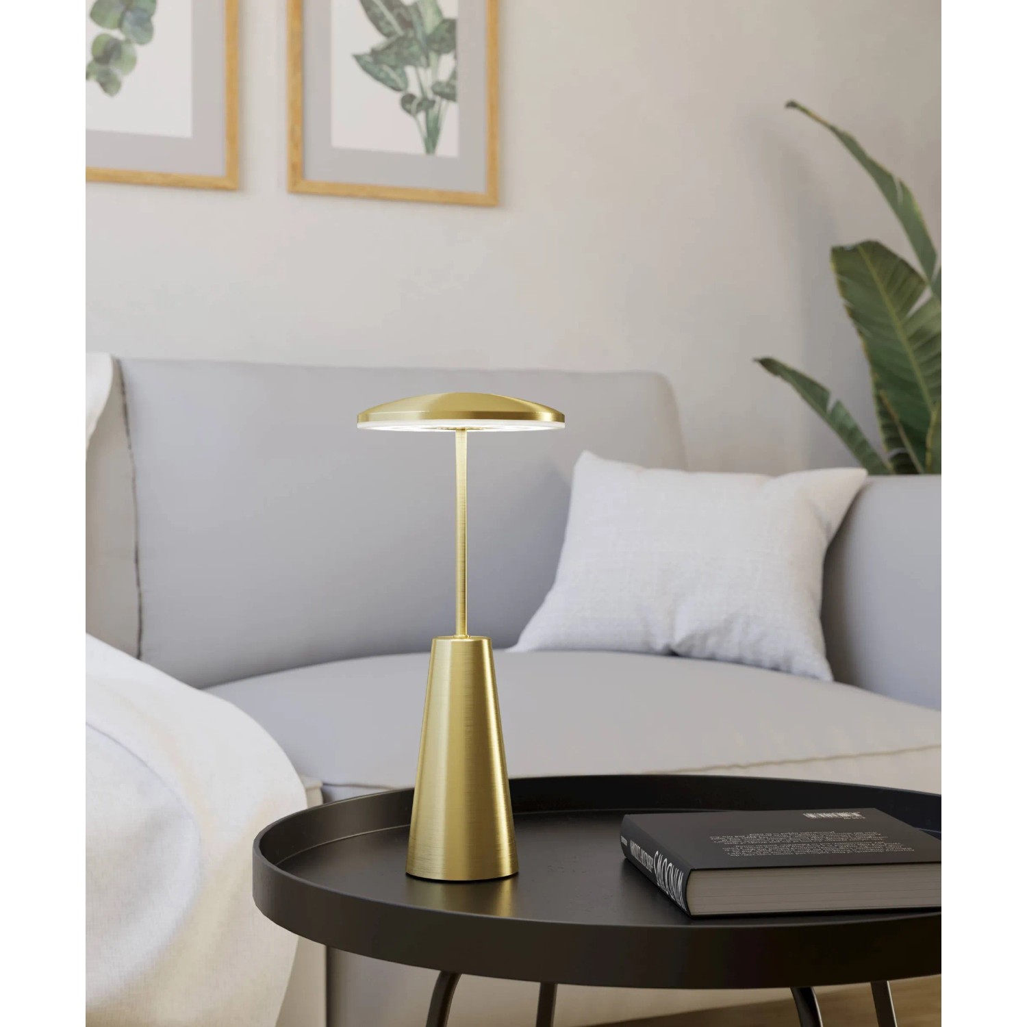 EGLO LED Akku-Tischleuchte PICCOLA, Messing gebürstet, dimmbar, H 28cm, IP54 für den Außenbereich.