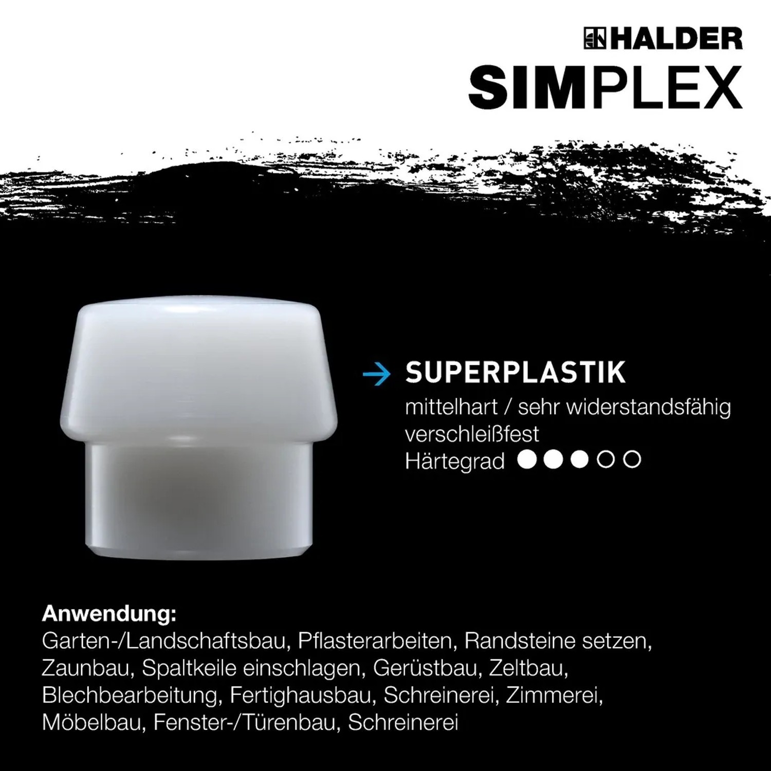 Halder Simplex Schonhammer Ø 80 mm Superplastik   TPE-soft Blau mit Tempergussgehäuse_7