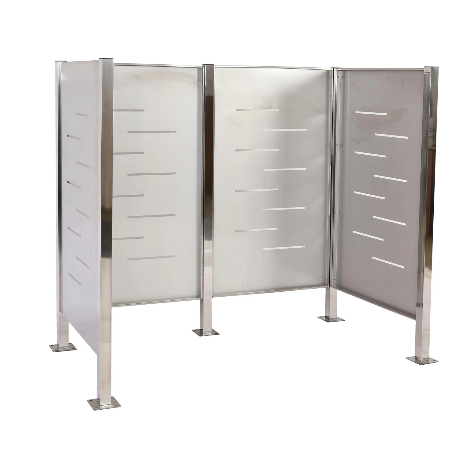 PROREGAL Mülltonnen-Zaun HxBxT 150x165x85cm Metall Mülltonnenverkleidung Mülltonnenaufbewahrung Edelstahl Silber
