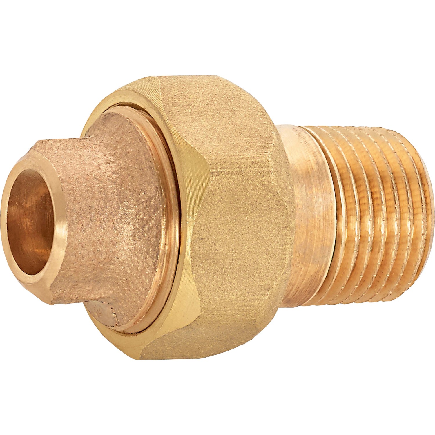 Löt-Verschraubung aus Rotguss, 12 mm x 21 mm (R 1/2) für Kupferrohre.