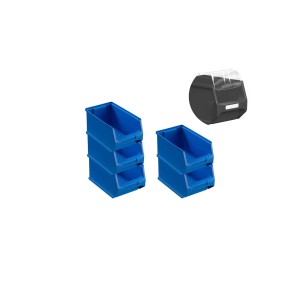 Sparset: 5 blaue Sichtlagerboxen 2,8L mit Abdeckung. Sichtlagerbehälter für Werkstatt, Lager & Garage.