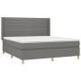 vidaXL Boxspringbett, dunkelgrau, 180x200 cm mit Stoffbezug und Matratze.