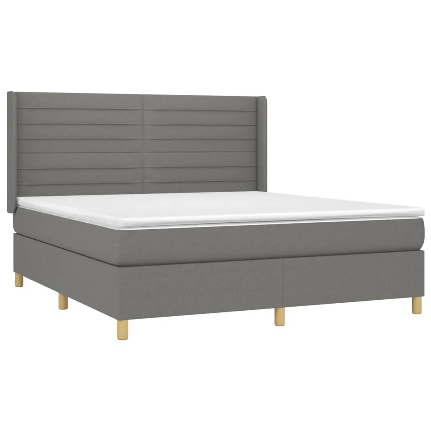 vidaXL Boxspringbett, dunkelgrau, 180x200 cm mit Stoffbezug und Matratze.