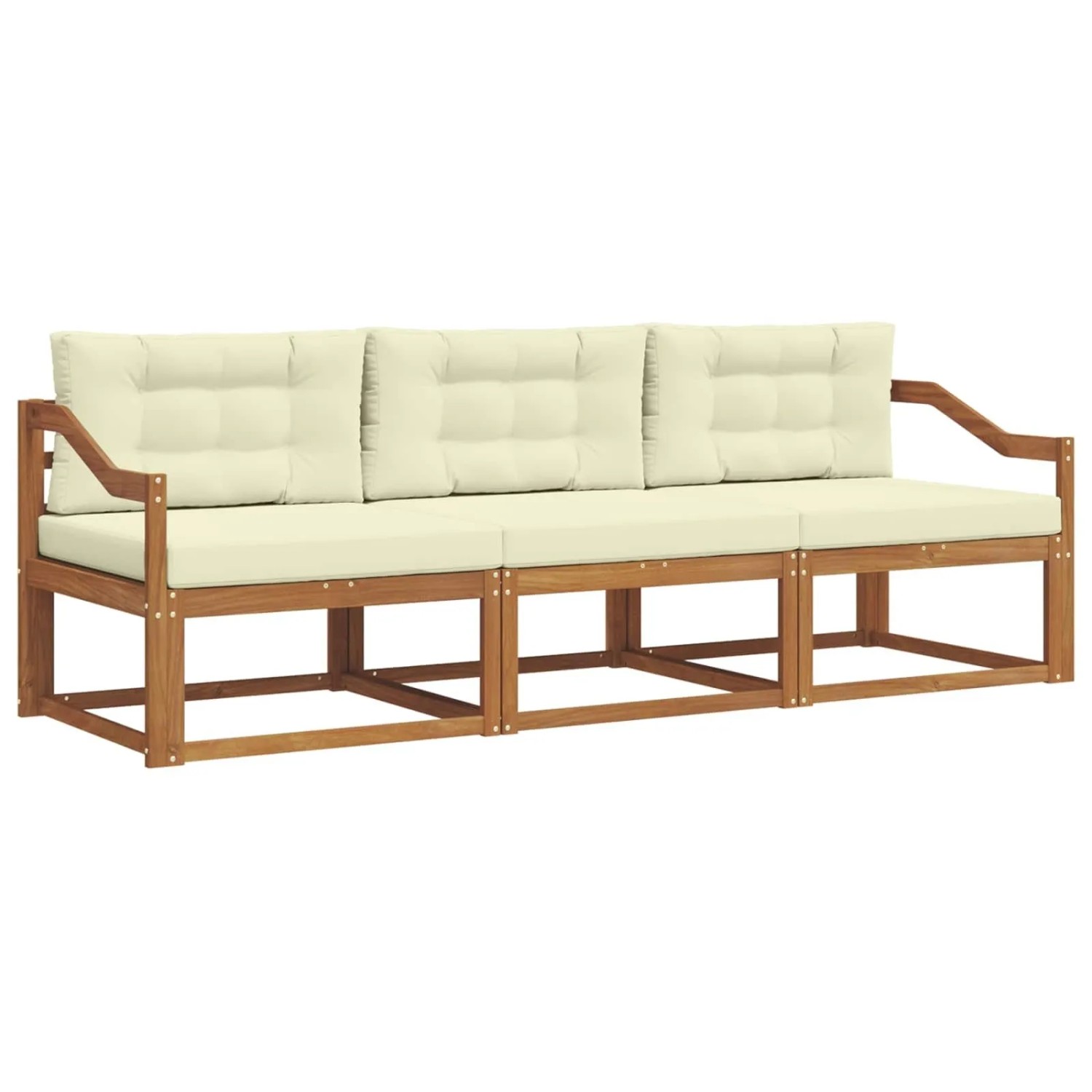 vidaXL Outdoor-Sofagarnitur mit Kissen 3-Tlg Natur und Creme 3367138