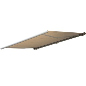 Elektrische Kassettenmarkise, 4x3m, creme, aus Polyester. Vollkassette schützt vor Witterung.