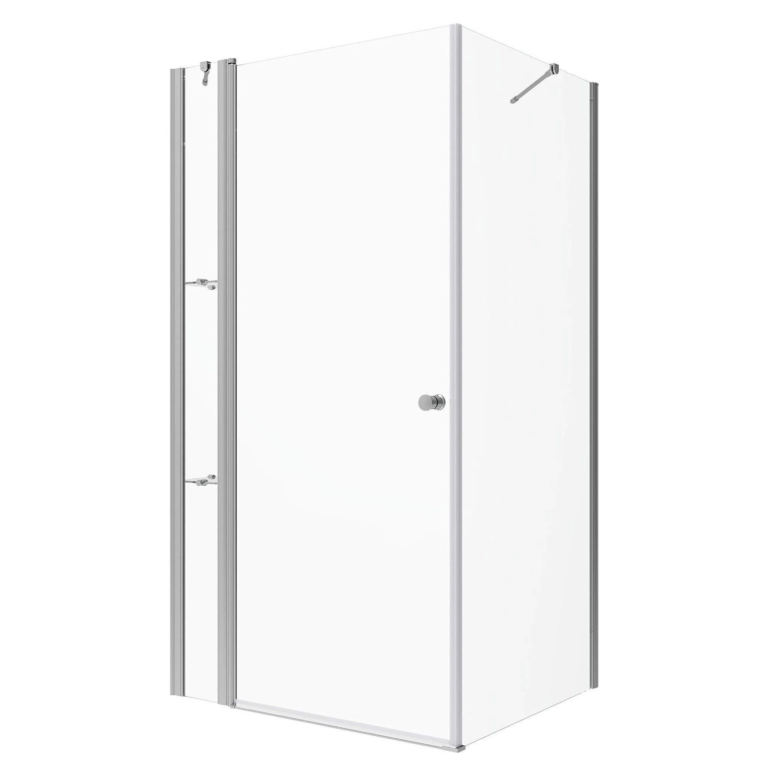 Aquabatos Eckeinstieg mit Drehtür Duschkabinen Duschtür inkl. Seitenwand Silber Klarglas Duschabtrennung 6mm Duschwand 1...