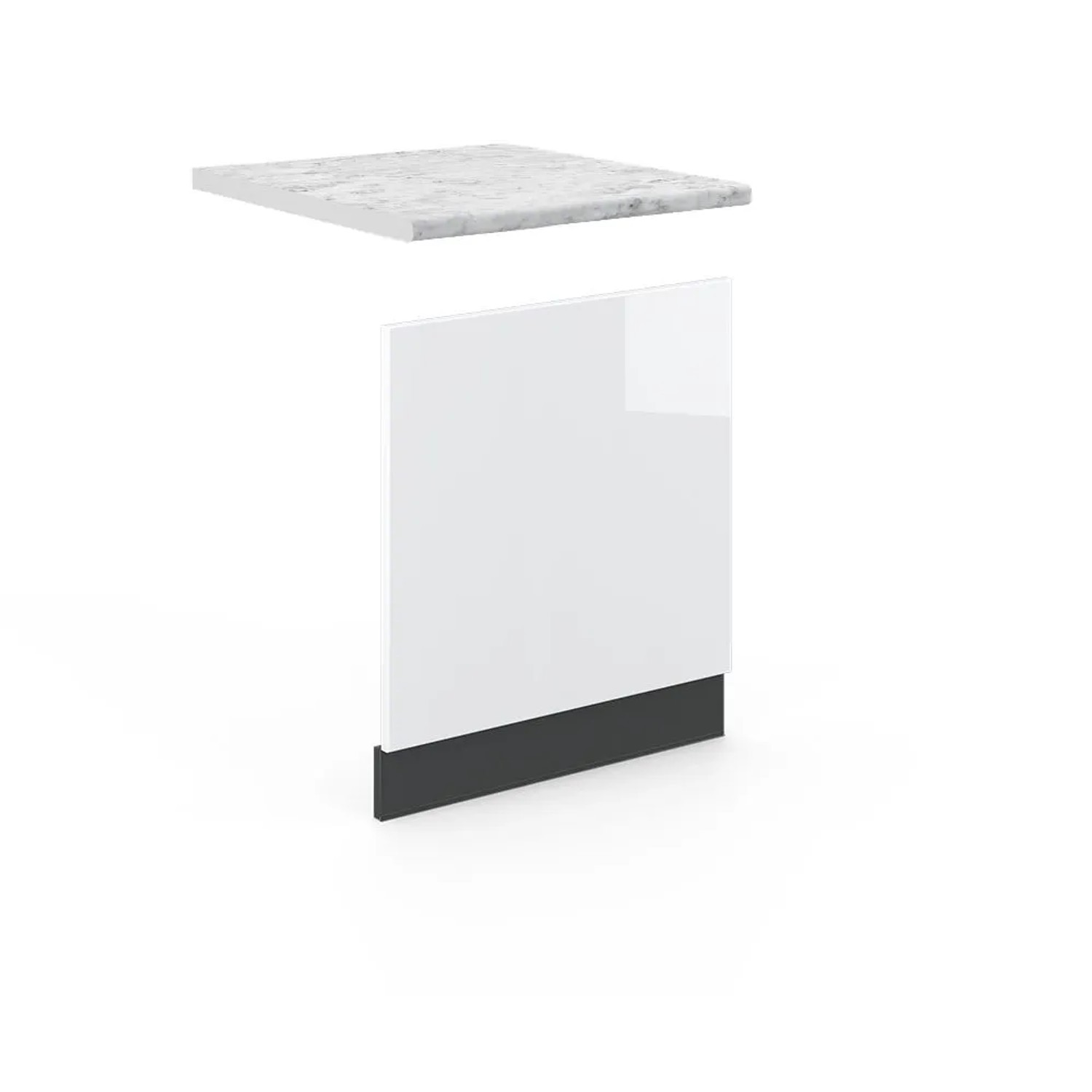 Vicco Frontblende Fame-Line Weiß Hochglanz Anthrazit 60 cm AP Marmor
