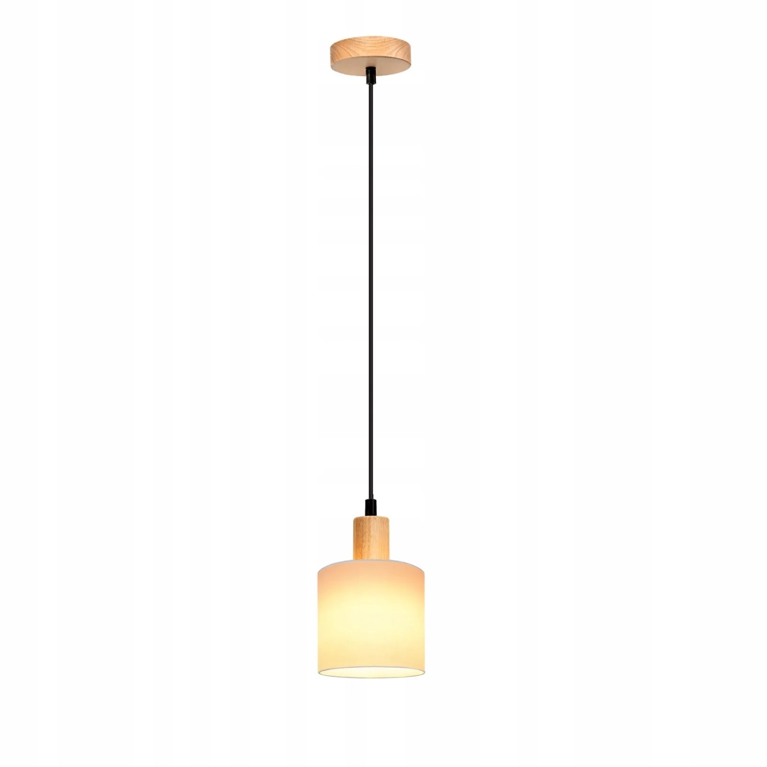 NETTLIFE Pendelleuchte aus Holz und Textil L173cm Weiß