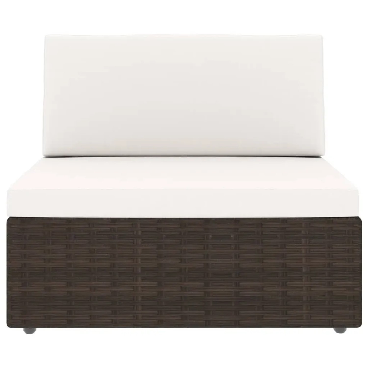 vidaXL Lounge-Mittelteil aus Rattan, braun mit cremefarbenen Kissen, Teil des Gartenmöbel-Sets.