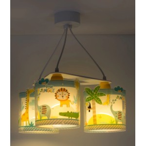 Dalber KinderDeckenlampe mit 3 Lichtern, Dschungeltiere-Motiv für das Kinderzimmer.