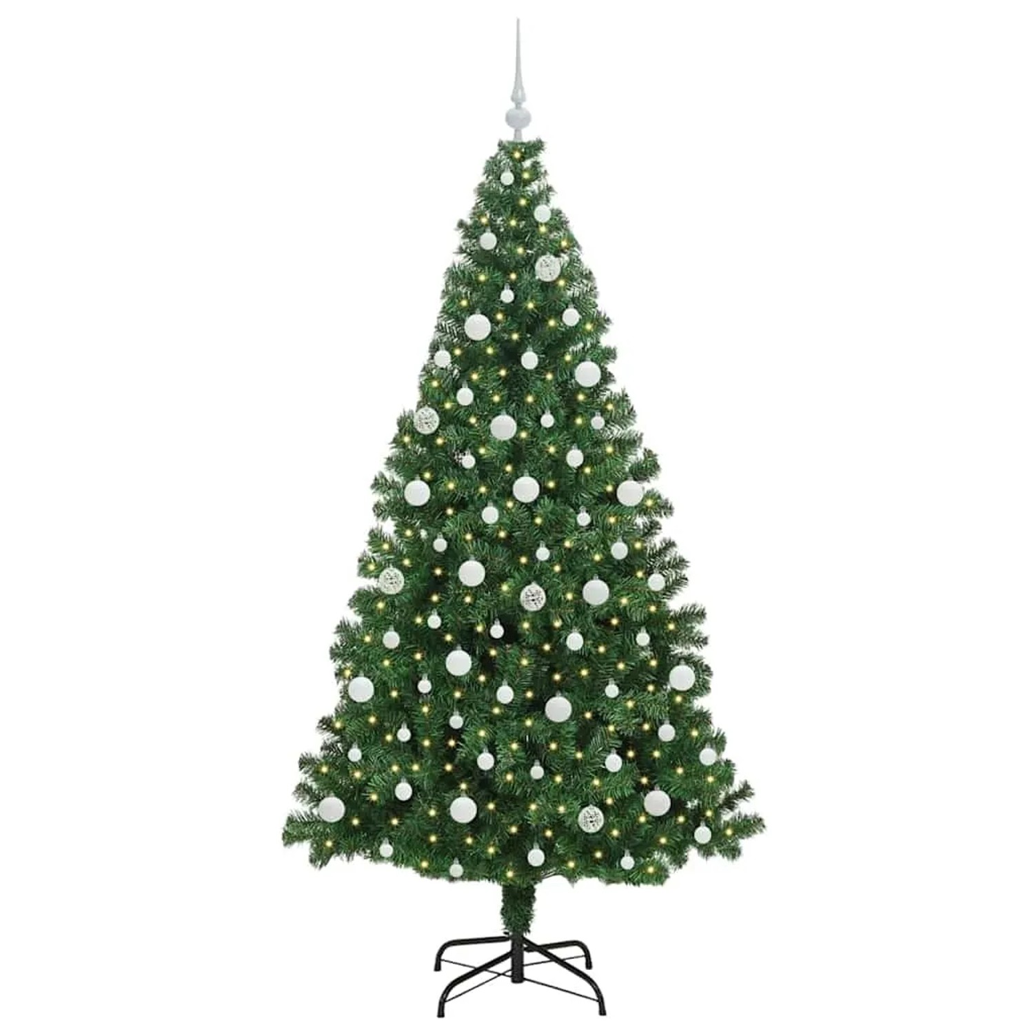 vidaXL Künstlicher Weihnachtsbaum mit 300 LEDs mit Ständer Grün 210 cm 3396925