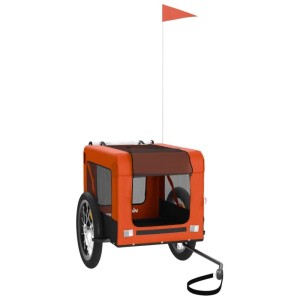 vidaXL Fahrradanhänger Hunde Orange und Schwarz Oxford-Gewebe & Eisen 93914