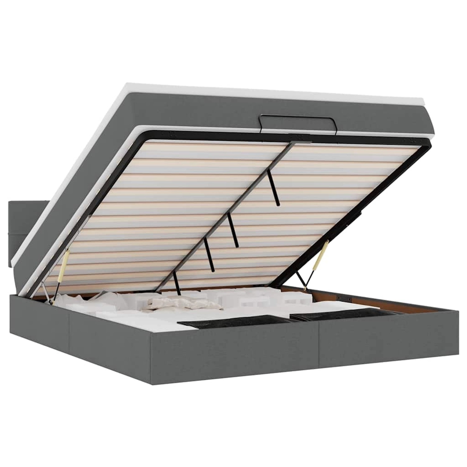 vidaXL Ottomane Bett mit Matratze & LEDs Dunkelgrau 180x200 cm Stoff 3312327