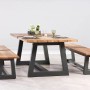 Gartenbank Campione mit Tisch, Anthrazit/Teakholz FSC®, für den Garten.