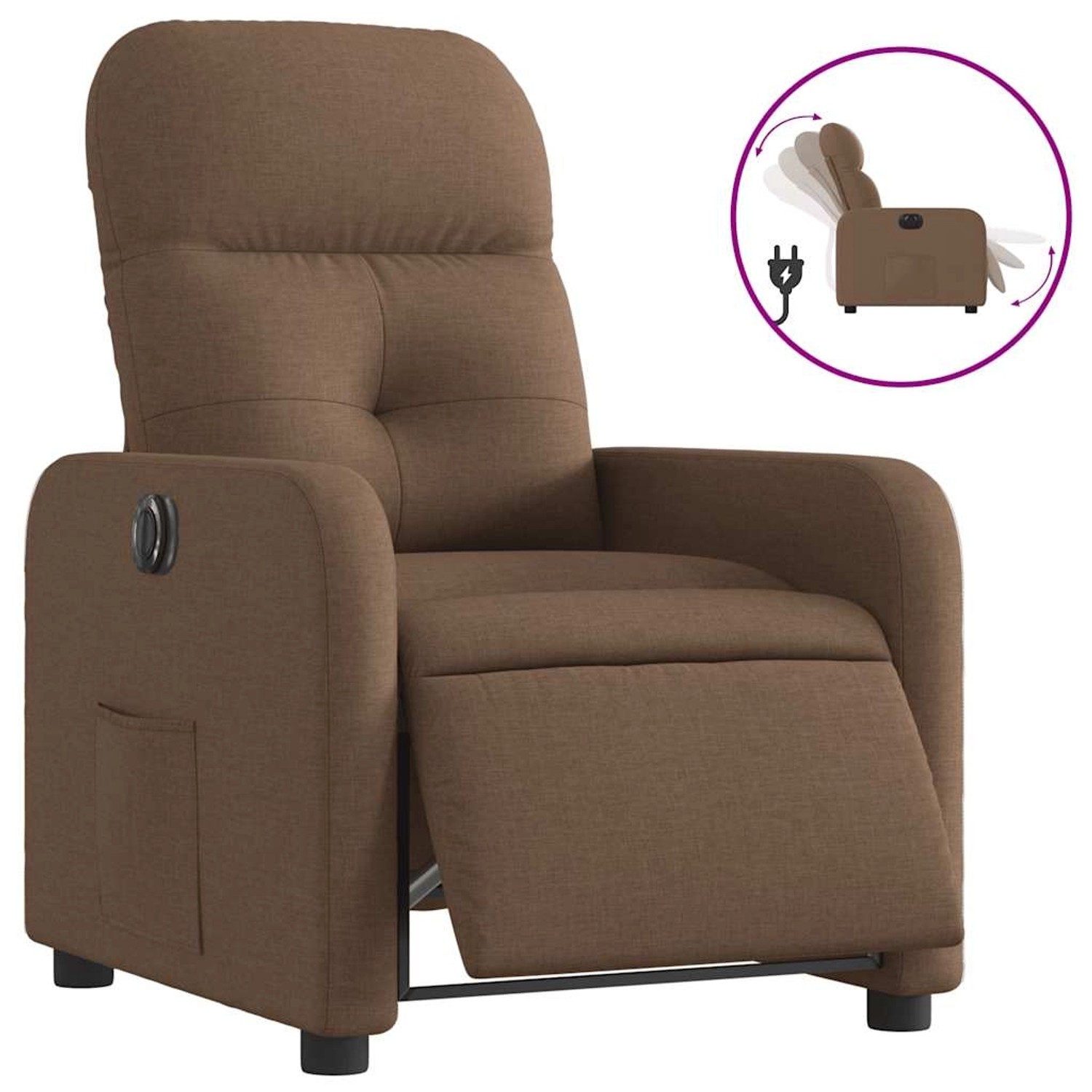 vidaXL Relaxsessel Elektrisch Braun Stoff 3206781