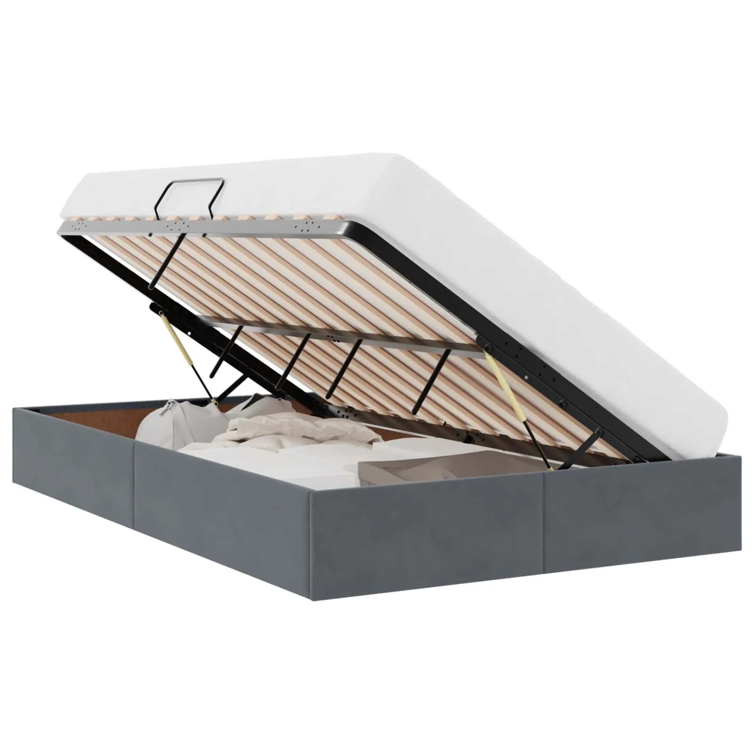 vidaXL Aufbewahrungsbett mit Kopfteil Dunkelgrau 120 x 190 cm Samt 3442869