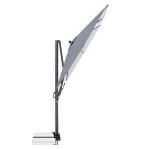 Doppler Ampelschirm myZone AX, 210x210 cm, Blockstreifen blau-grau, mit Kurbel und schwenkbar.