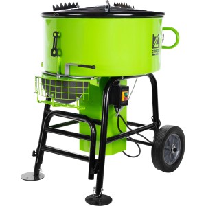 Zipper Betonmischer ZI-ZWM120 in Grün und Schwarz, Trommelvolumen 120 l, mit Fahrwerk.
