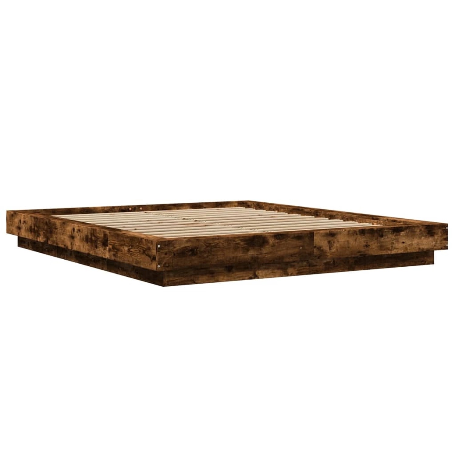 vidaXL Bettgestell mit LED Räuchereiche 150x200cm Holzwerkstoff 3281095 günstig online kaufen