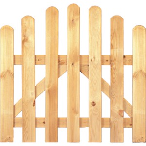 Grünes T&J Gartenzaun-Einzeltor mit Hochbogen, 100x80/95 cm, aus Holz.