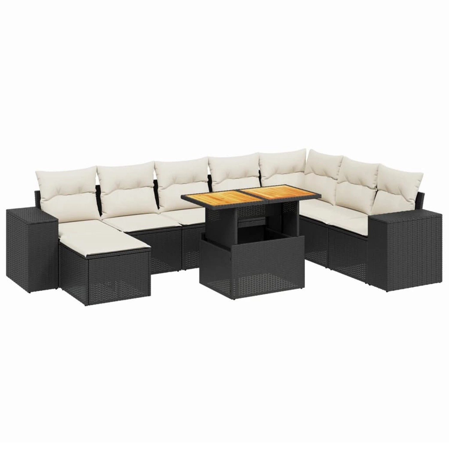 vidaXL 9-Tlg Garten-Sofagarnitur mit Kissen Schwarz Poly Rattan 3275961 günstig online kaufen