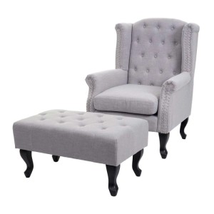 MCW Relaxsessel Oxford Grau mit Ottomane