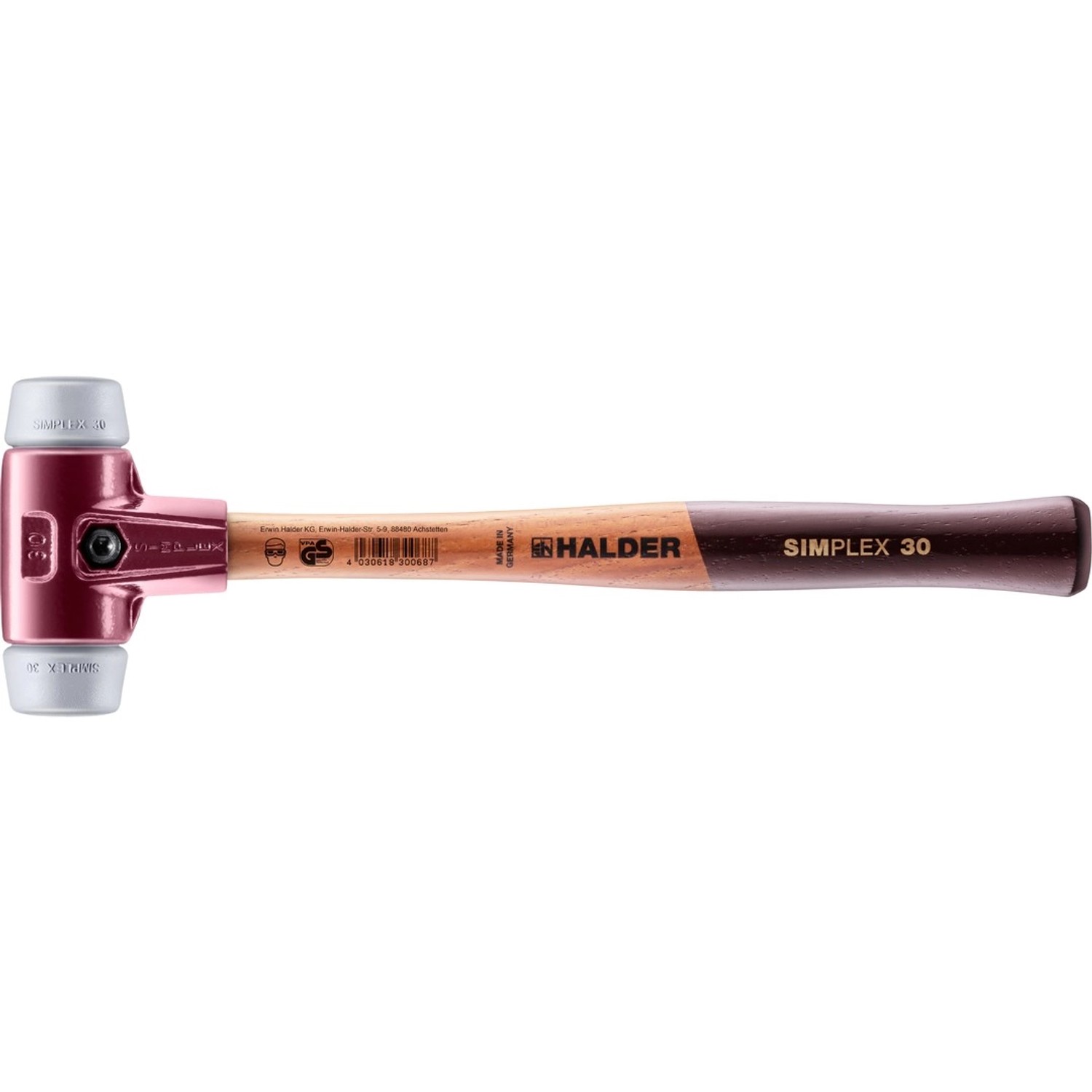 Halder Simplex Schonhammer Ø 30 mm TPE-mid Grau mit Tempergussgehäuse günstig online kaufen