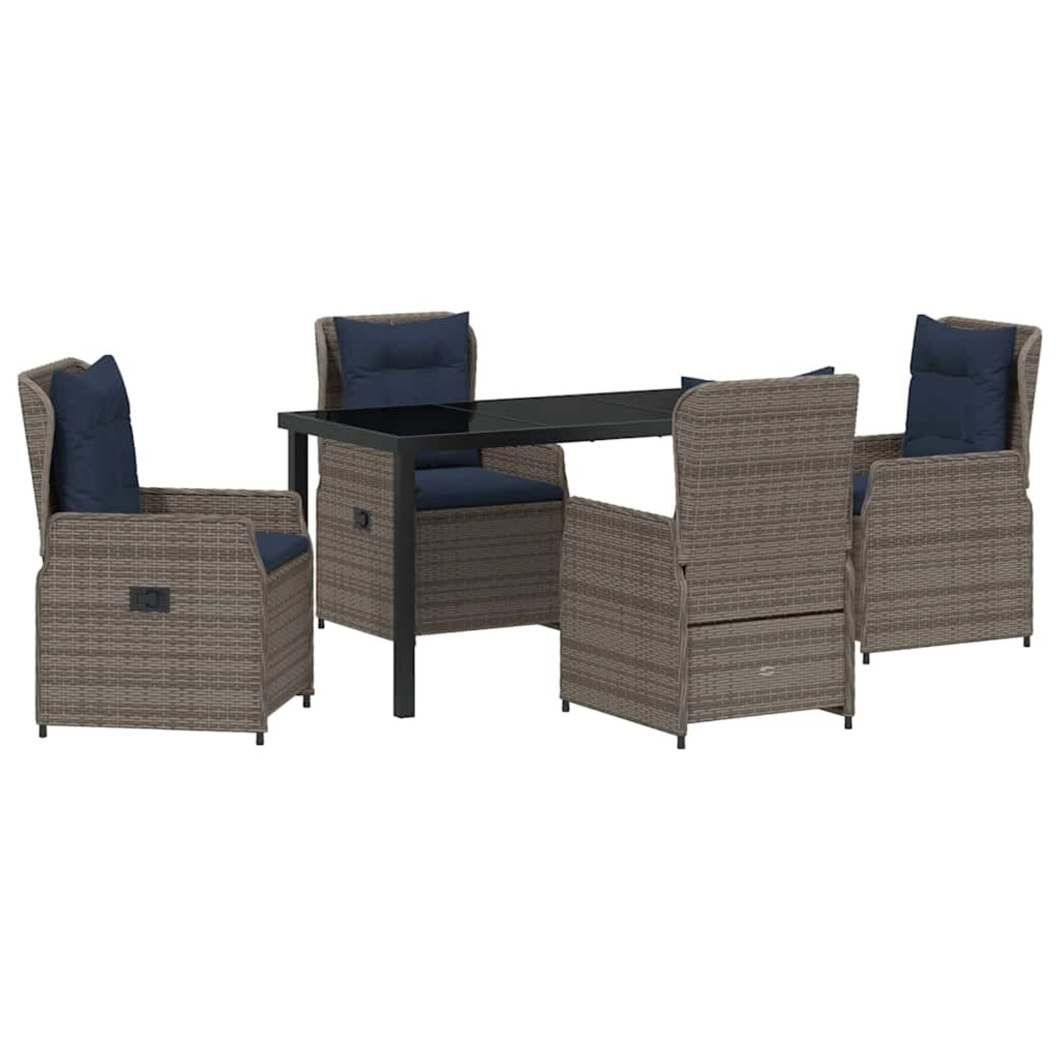 vidaXL Garten Essgruppe 5-Tlg Grau Poly Rattan 3381032 günstig online kaufen