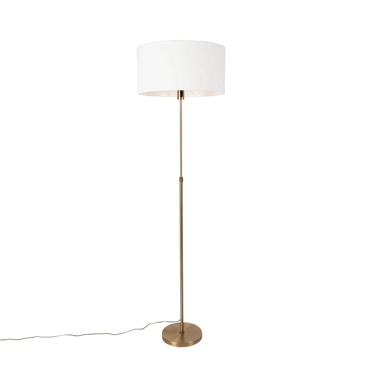 QAZQA Stehlampe Verstellbar Bronze mit Schirm Weiß 50 cm Parte