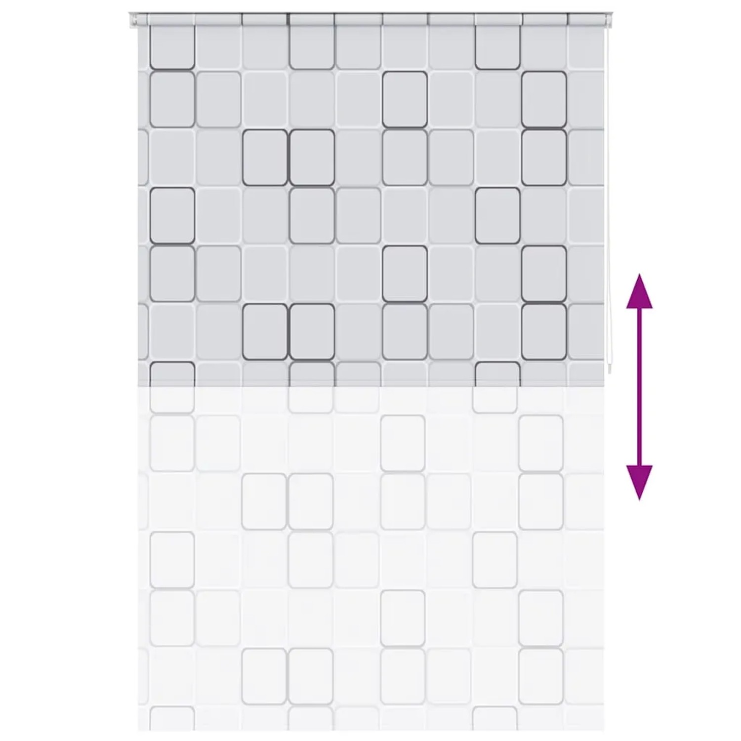 vidaXL Duschrollo 140x240 cm mit Quadratmuster, teilweise abgerollt.