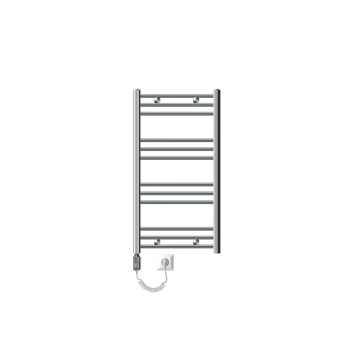 LuxeBath Badheizkörper 500x800mm Chrome Gebogen Und Heizstab 600W