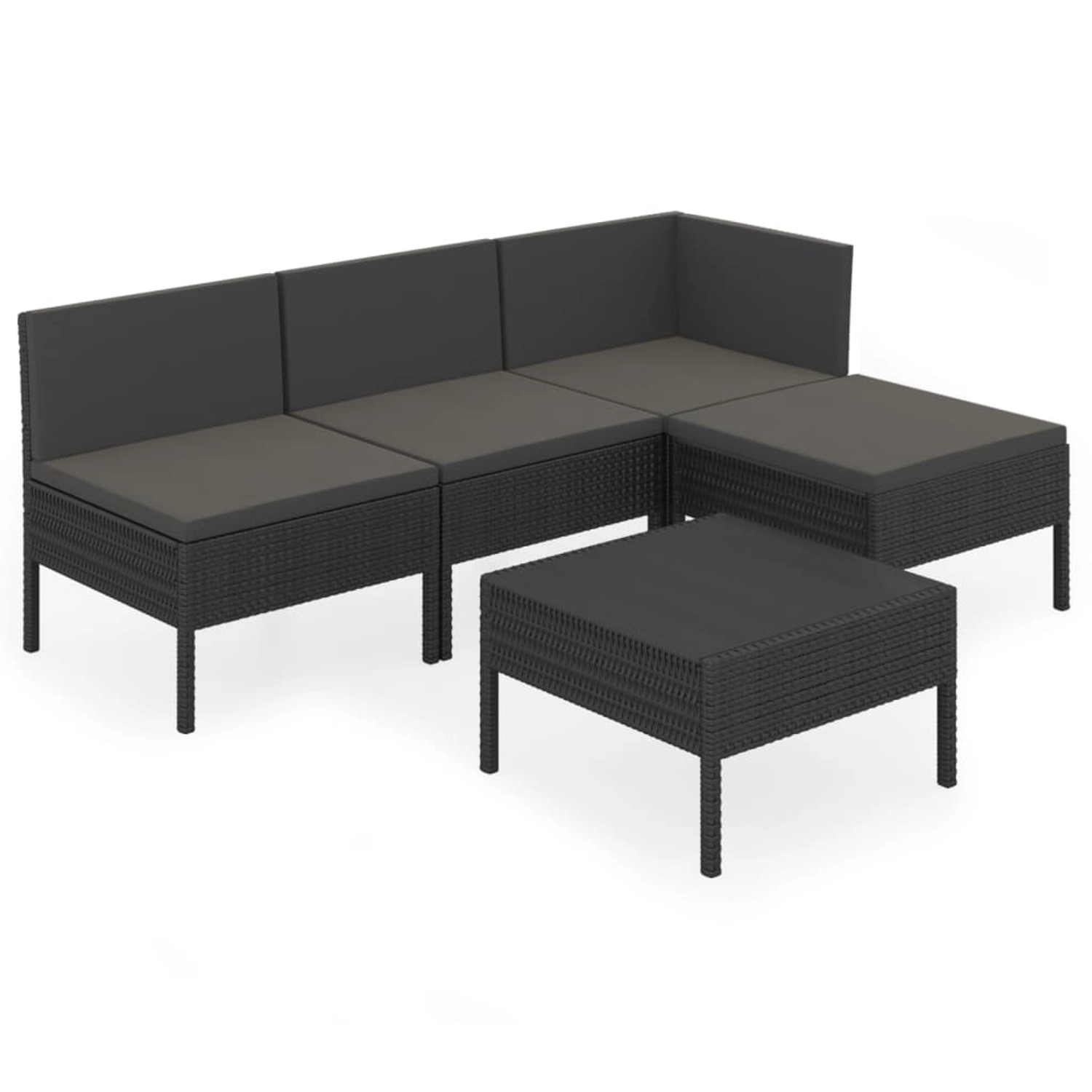 vidaXL 5-tlg Garten-Lounge-Set mit Auflagen Poly Rattan Schwarz Modell 26 günstig online kaufen