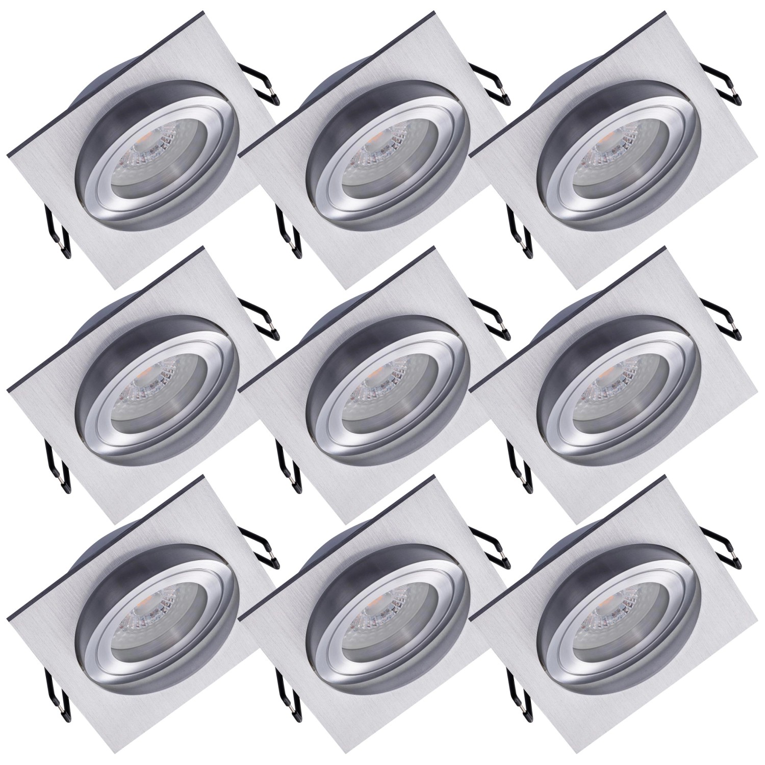 Oktaplex 9er Set Einbauspot Aluminium Lyon Schwenkbar 3000K Warmweiß 380lm günstig online kaufen