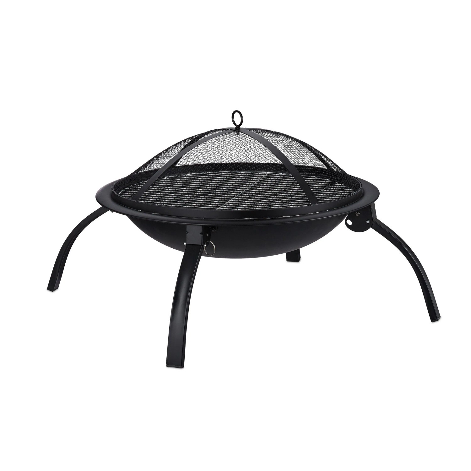 Relaxdays Feuerschale Stahl Schwarz mit Grillzubehör ohne Tragetasche 42,5 cm x 60 cm x 60 cm 3,9 kg